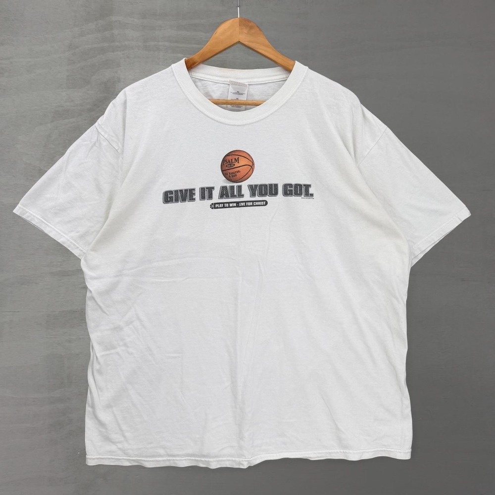 Vintage Jesus Tee Shirt White Religious Basketball Give Glory To God XL